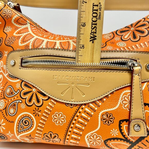 Isaac Mizrahi  East West Shoulder Bag  Bandanna  Paisley Print & Dust Bag - Picture 12 of 16